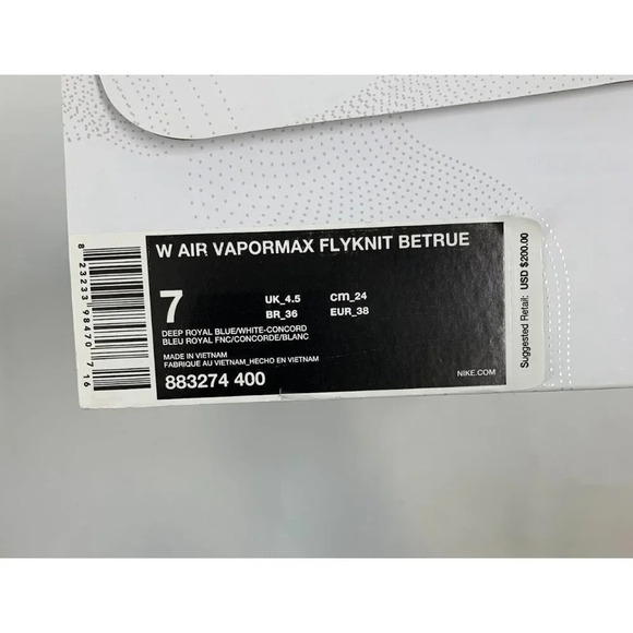 Nike Women's Air Vapormax Be true Lace Up 2017 Rainbow 883274-400 Size 7 NWB - Picture 14 of 16